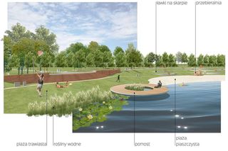 Wizualizacja kąpieliska w Parku Centralnym nad Brdą w Bydgoszczy