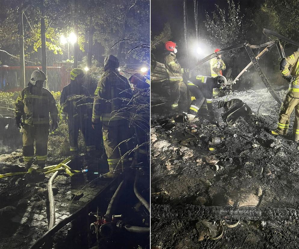 Tragiczny pożar domku drewnianego w Stawinogach. Spłonął 70-latek i dwa psy