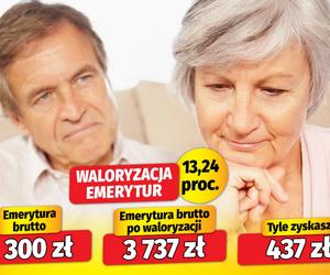 waloryzacja emerytur 13,24 proc.