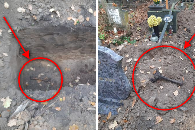 Ludzkie szczątki leżały obok grobu