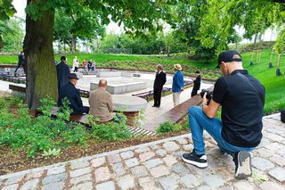 Odtworzenie zdjęcia z lat 30 pod wieżą Klimek w Grudziądzu 