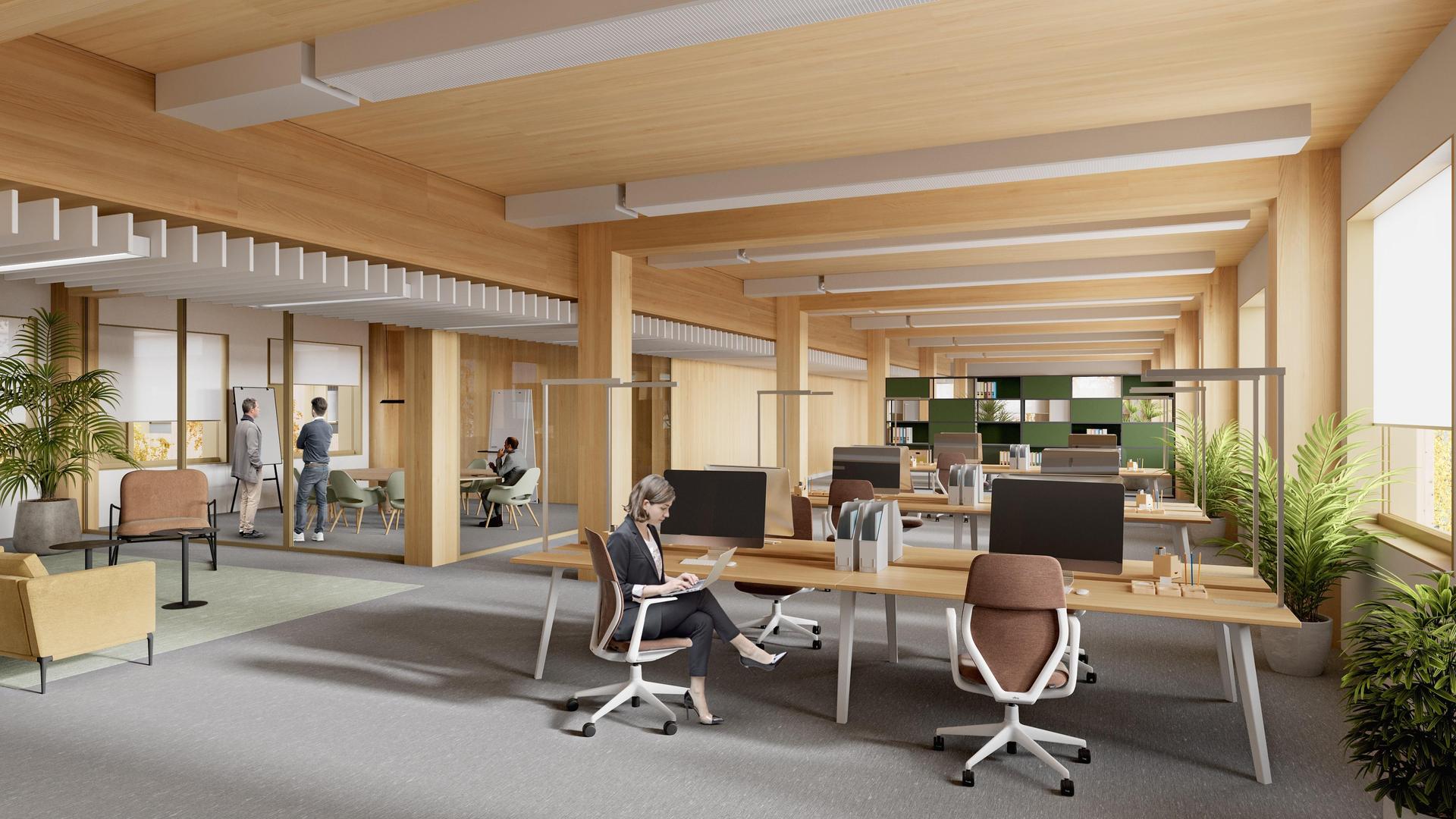 Budynek biurowy w Poleczki Park zaprojektowany przez pracownię AMBIENT