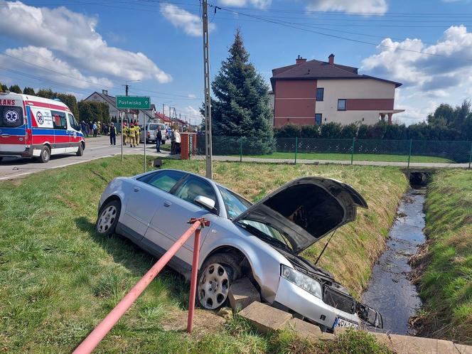 Wypadek w Tychowie. Poszkodowany kierowca Audi 