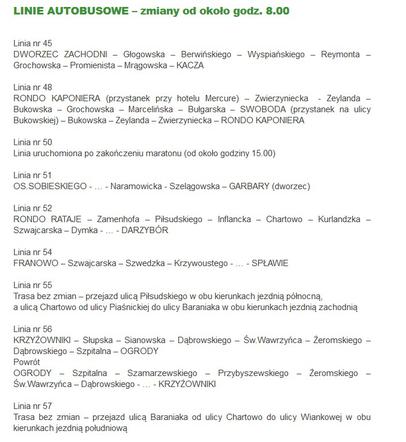 17. PKO Poznań Maraton - zmiany w rozkładzie MPK