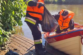 Strażacy rozciągnęli specjalną zaporę. Ma wyłapywać martwe ryby płynące z Czech