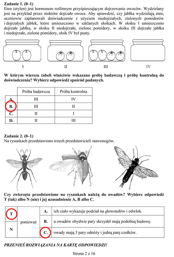 Egzamin gimnazjalny 2014 przyroda biologia geografia arkusze odpowiedzi