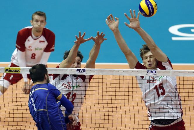Siatkówka, Francja - Polska, MŚ, Kevin Tillie, Jakub Kochanowski, Grzegorz Łomacz