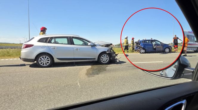 Zderzenie dwóch aut na S5 w Żninie! Trzy osoby trafiły do szpitala [ZDJĘCIA]