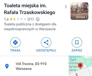 To najsłynniejsza toaleta w Polsce! Toaleta miejska im. Rafała Trzaskowskiego w Mapach Google