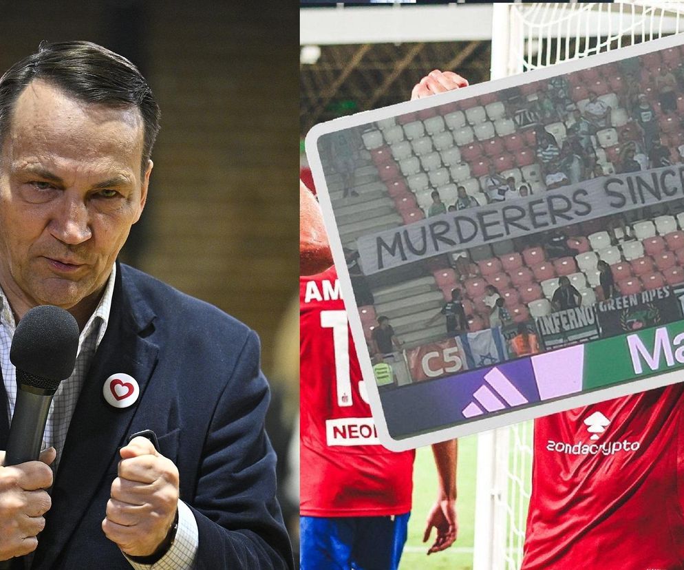 Radosław Sikorski reaguje na ohydny transparent kibiców z Izraela: Dostaną zakaz wjazdu do Polski