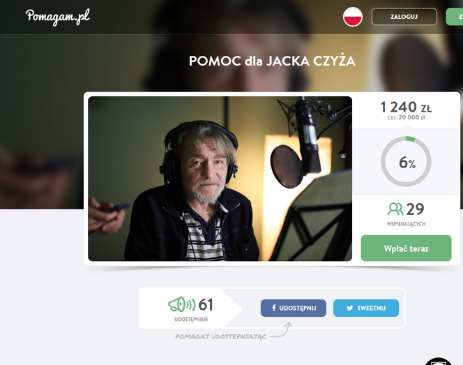 Chory aktor Jacek Czyż potrzebuje pomocy