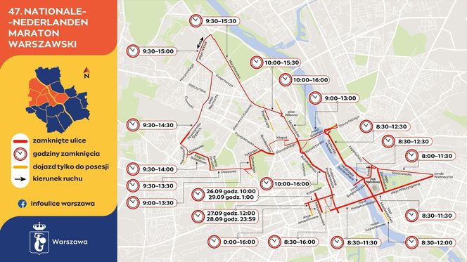 Zmiany w ruchu podczas Maratonu Warszawskiego