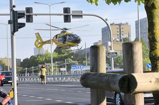 Zderzenie tramwaju i dźwigu
