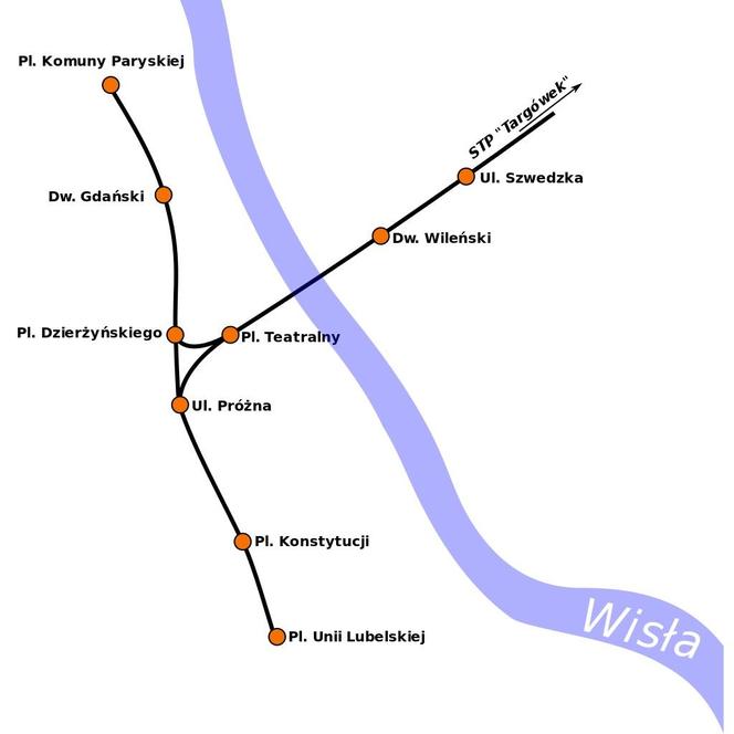 Metro głębokie Warszawa mapa