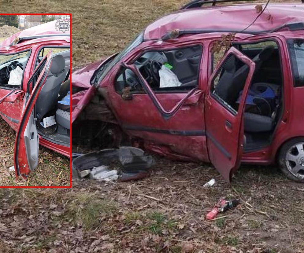 Stracił panowanie nad autem i dachował! Pijany kierowca naraził dzieci na śmiertelne niebezpieczeństwo [ZDJĘCIA]