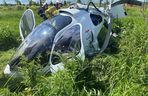 Wypadek pod Łodzią. Wiatrakowiec runął na ziemię. LPR zabrało mężczyznę [ZDJĘCIA].