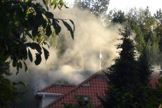 Potężny pożar w Trzcianach pod Legionowem. Całe poddasze w ogniu. Na miejsce przyjechało 9 zastępów straży pożarnej