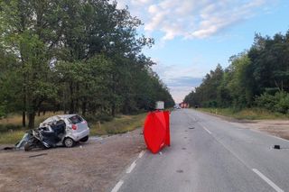 Śmiertelny wypadek na DK 12 pod Piotrkowem Tryb. Kierujący chevroletem wjechał pod tira [ZDJĘCIA]