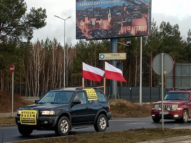 Protest w Toruniu (rejon ronda Grudziądzka/ Celnicza)