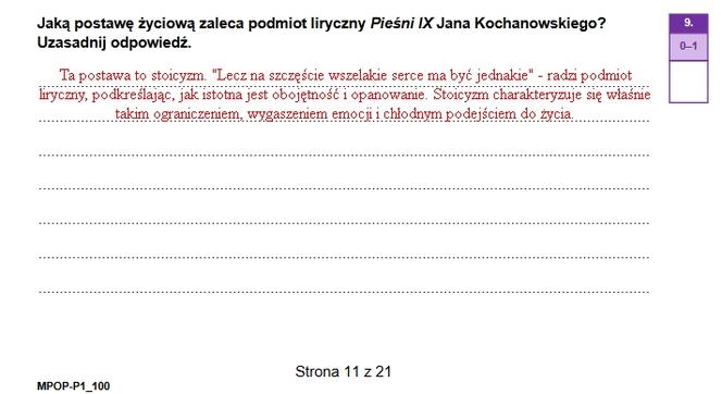 Zadanie 9, sugerowane odpowiedzi