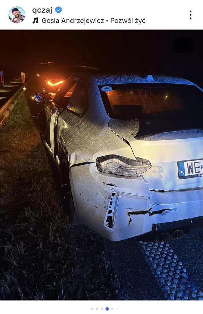 Qczaj miał groźny wypadek! "Żyję. Ponoć cudem"