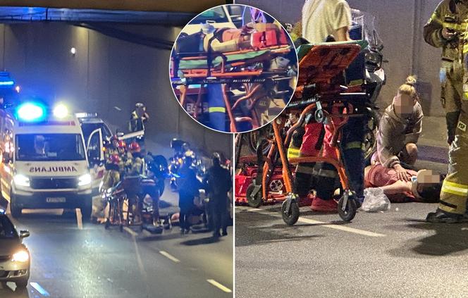 Rozbijali się w nocy na motocyklach. Jeden uderzył w ścianę tunelu, drugiego skasował mercedes