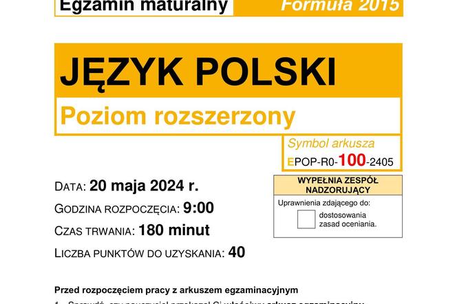 Matura 2024: język polski rozszerzony. ARKUSZ CKE STARA FORMUŁA 2015