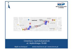 Zmiana organizacji ruchu przy cmentarzach w Toruniu. Mapy obowiązują w okresie Wszystkich Świętych