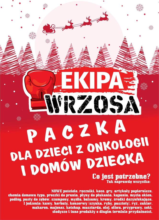 Ekipa Wrzosa i Fundacja Niesiemy Nadzieję przygotowują świąteczną paczkę dla potrzebujących dzieci. Co jest potrzebne?