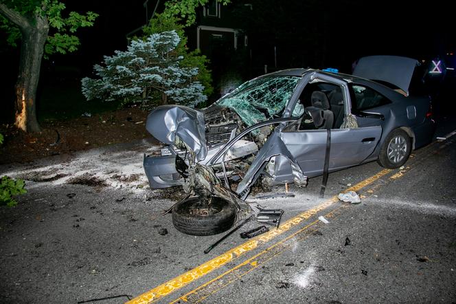 Tragiczny wypadek w Łysomicach, auto uderzyło w drzewo. Kierowca aresztowany