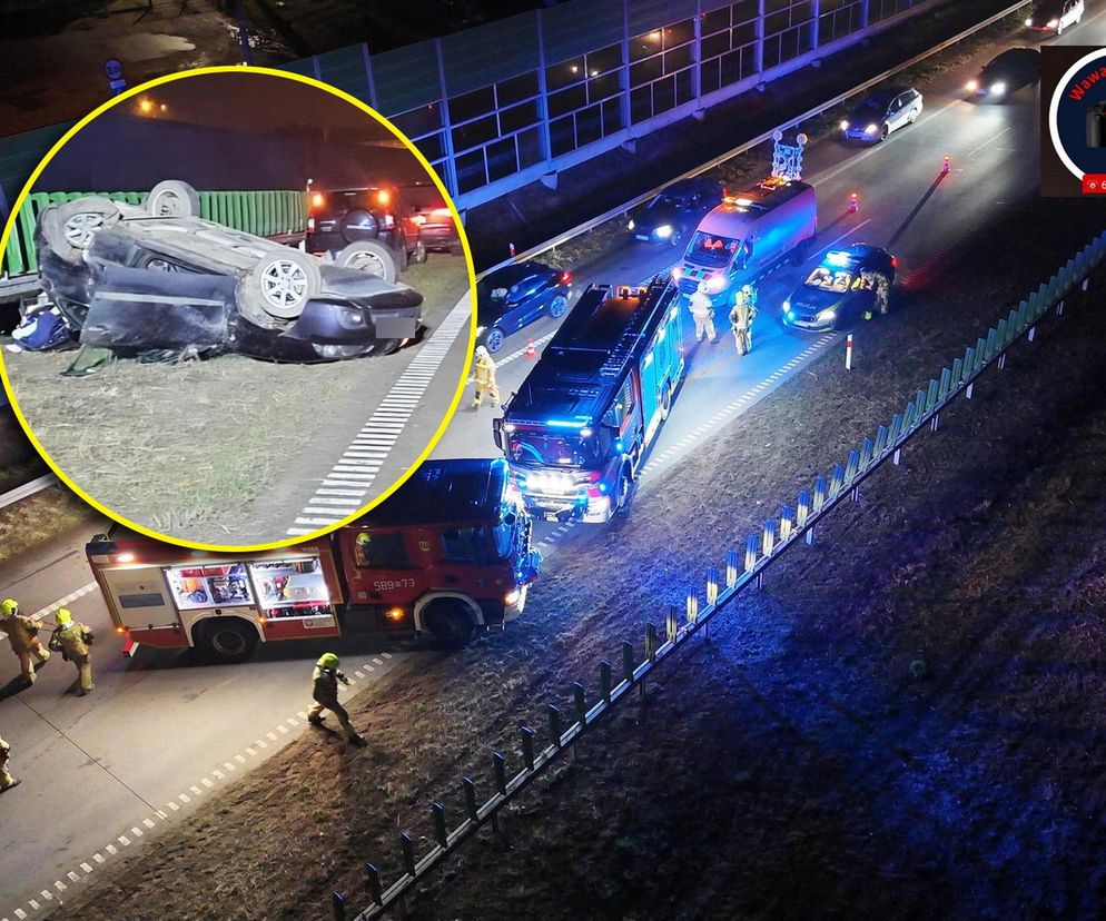 Dachowanie na S8. Jedna osoba trafiła do szpitala