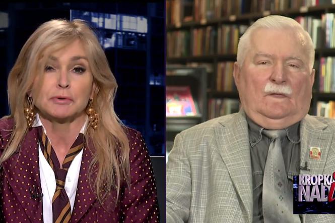 Monika Olejnik i Lech Wałęsa w Kropce Nad I