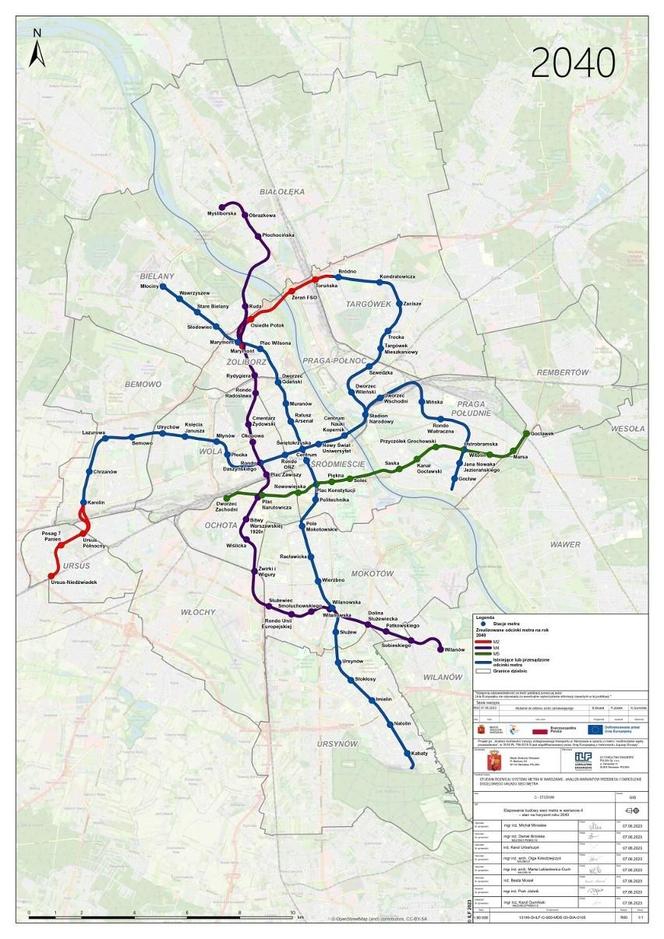 Plany rozbudowy sieci metra warszawskiego do 2040 r.