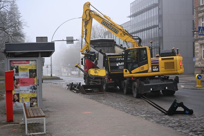 Ulica Zwycięstwa w Koszalinie zamknięta