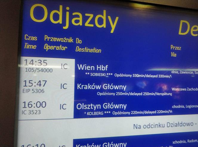 Opóźnienia pociągów na Dworcu Centralnym