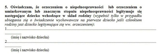 Wzór wniosku Rodzina 500+ /8