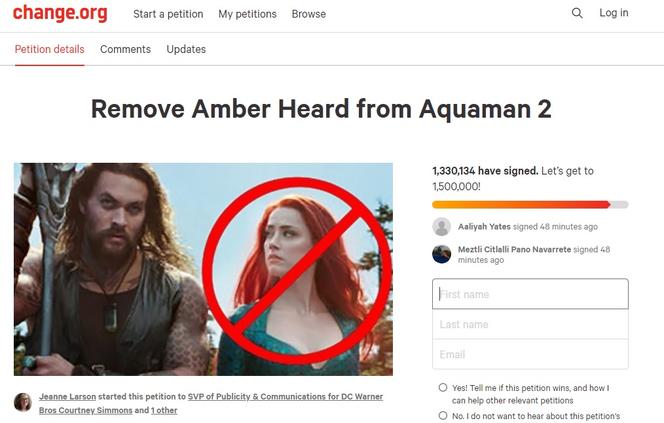 Petycja o usunięcie Amber Heard z obsady Aquaman 2