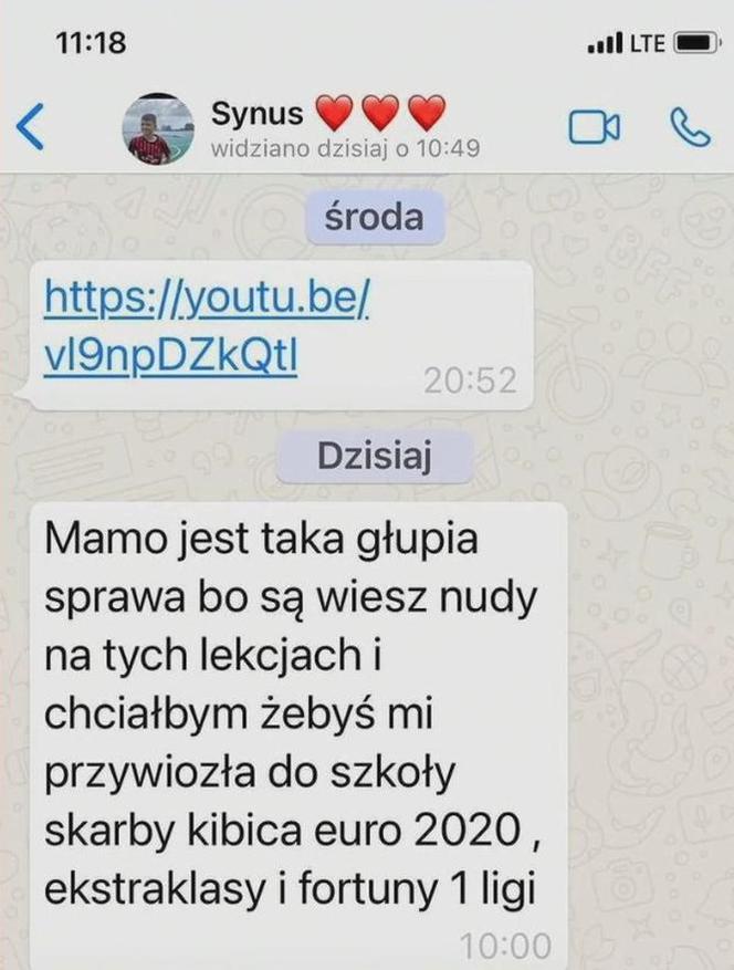 Wiadomości syna Mateusza Borka do mamy