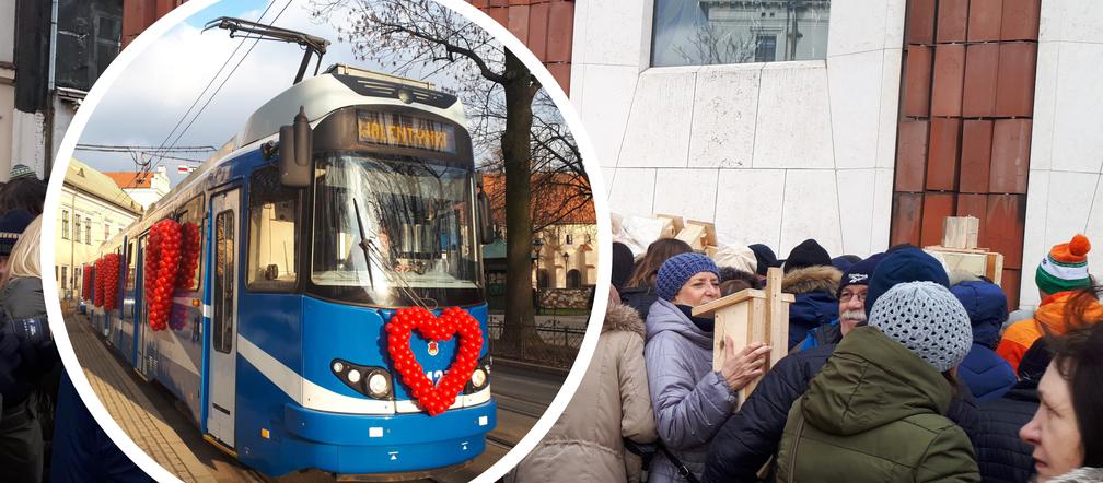 Specjalny tramwaj i... walka o budki lęgowe czyli krakowianie świętowali walentynki