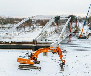 Budowa wiaduktu nad linia kolejową w Sosnowcu