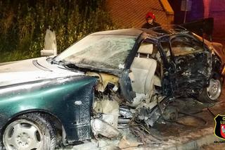Śmiertelny wypadek w Luboniu – samochód uderzył w drzewo i stanął w płomieniach [ZDJĘCIA]