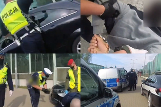 Naćpany kierowca zaatakował NOŻAMI policjantów w Białymstoku. Wezwano wsparcie. Wszystko nagrała kamera [ZDJĘCIA, WIDEO]