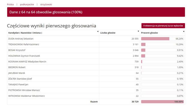 Wybory prezydenckie 2020: Jak głosowali mieszkańcy Podkarpacia