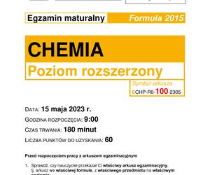 Matura 2023: chemia formuła 2015