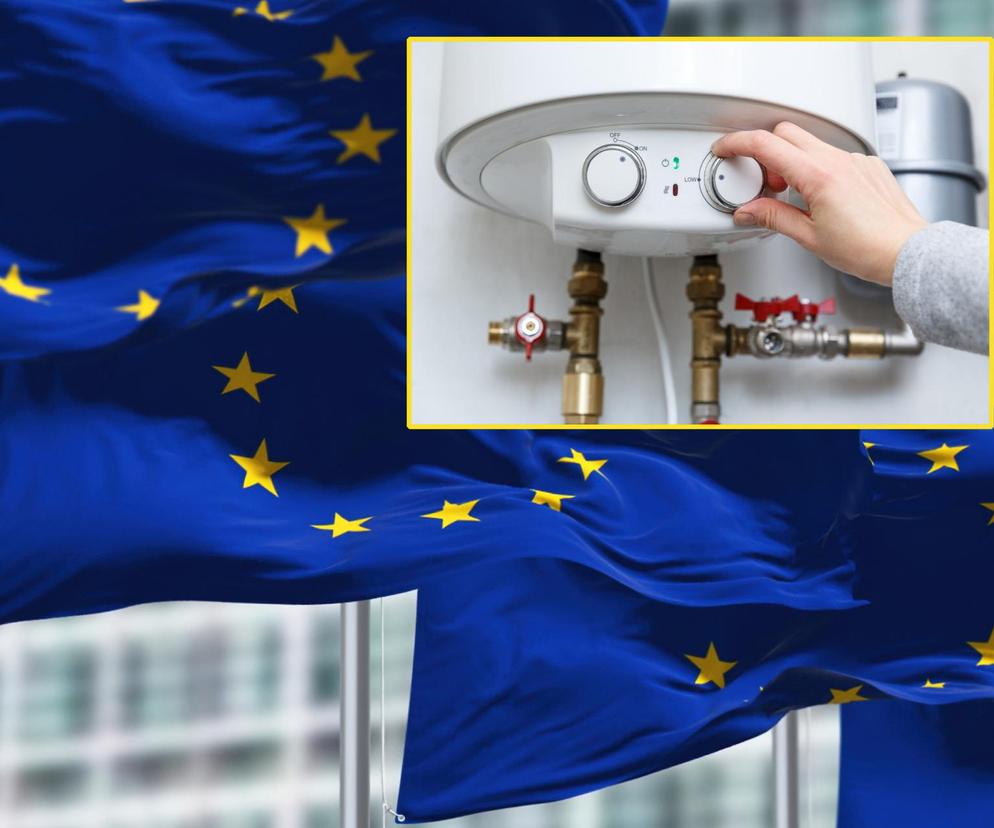 Piec gazowy i flaga UE