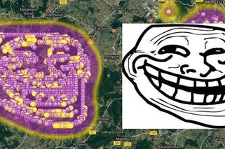  Ktoś strollował mapę oznaczeń smrodu z wysypiska tak, żeby powstał... trollface! 