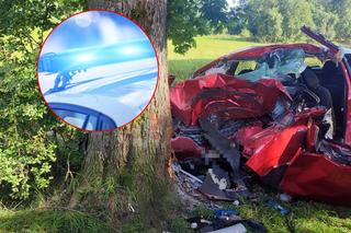 Renault rozbiło się na drzewie. Nie żyją dwie osoby. Koszmarny wypadek na Dolnym Śląsku