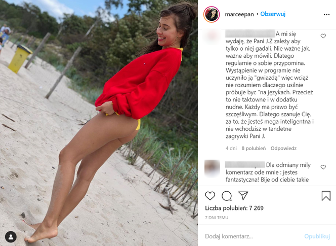 Justyna Żyła atakowana na profilu Marceliny Ziętek na Instagramie