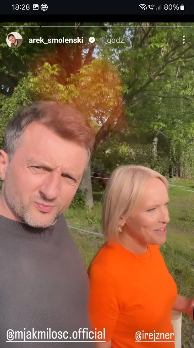 M jak miłość nowy sezon. Dorota (Iwona Rejzner), Bartek (Arkadiusz Smoleński) na planie