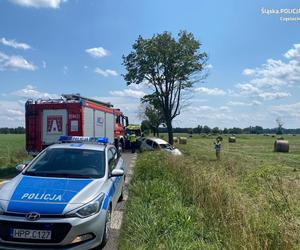 Tragedia na drodze. 36-latek zjechał z drogi i uderzył w drzewo. Mężczyzna nie żyje